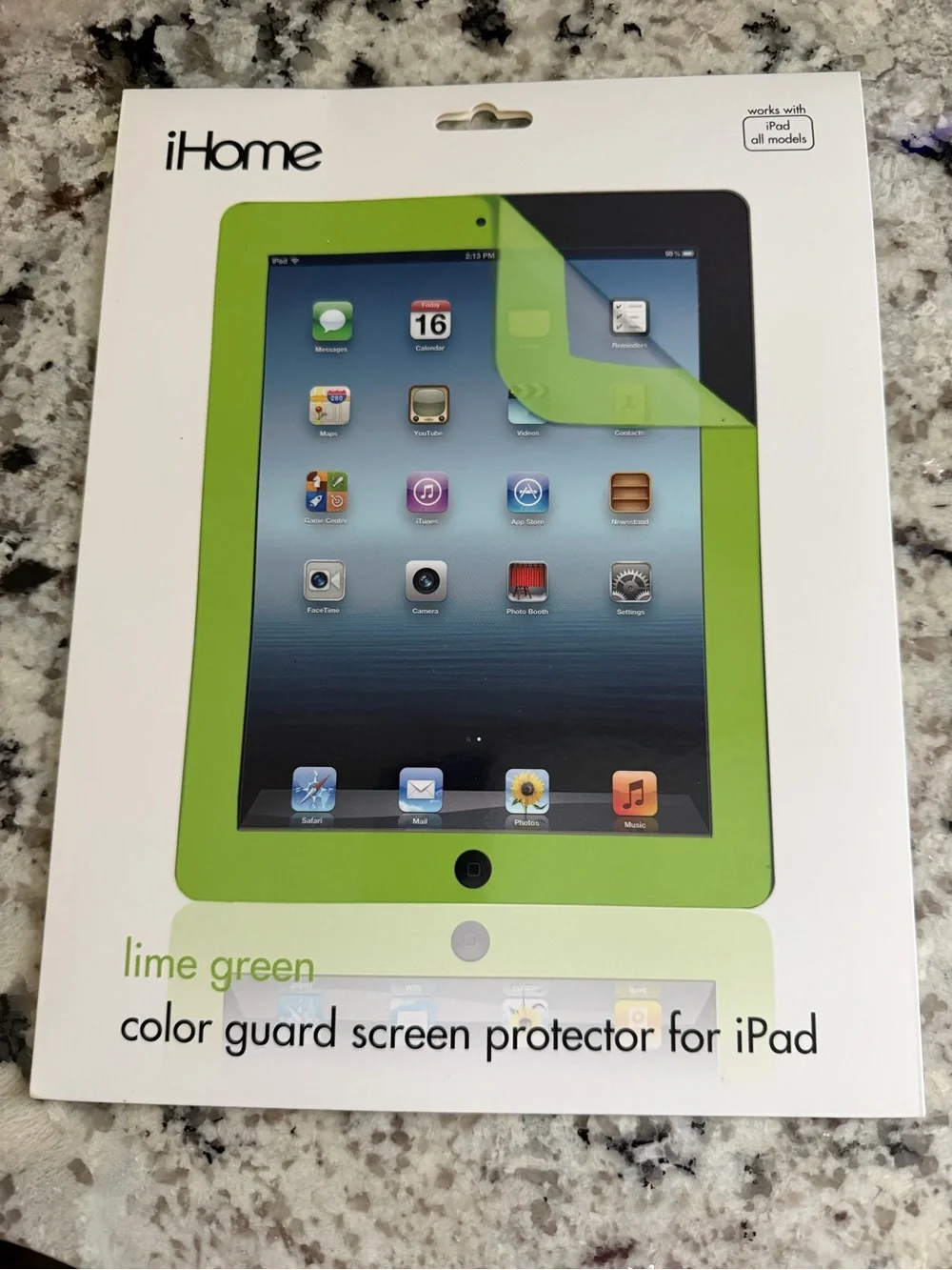 iHome Lime Green iPad Color Guard Screen Protector & iConnect 5ft Charge Cable